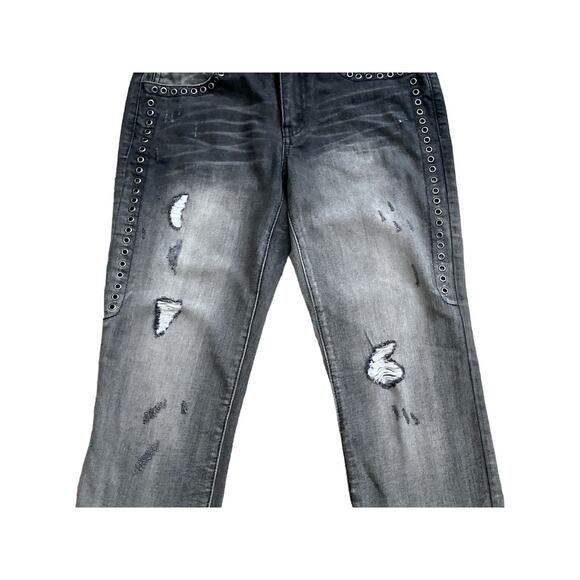 REWASH Womens Size 7 Stonewashed Gray Vintage Reunion Low Rise Ripped Goth Jeans - Picture 7 of 11